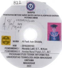 Image of Penerapan Metode Naive Bayes Untuk Klasifikasi Daerah Potensi UMKM